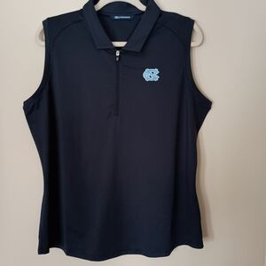 Cutter and Buck UNC Sleeveless Polo 1/4 Zip Tennis Prep Golf Navy Blue Womens XL